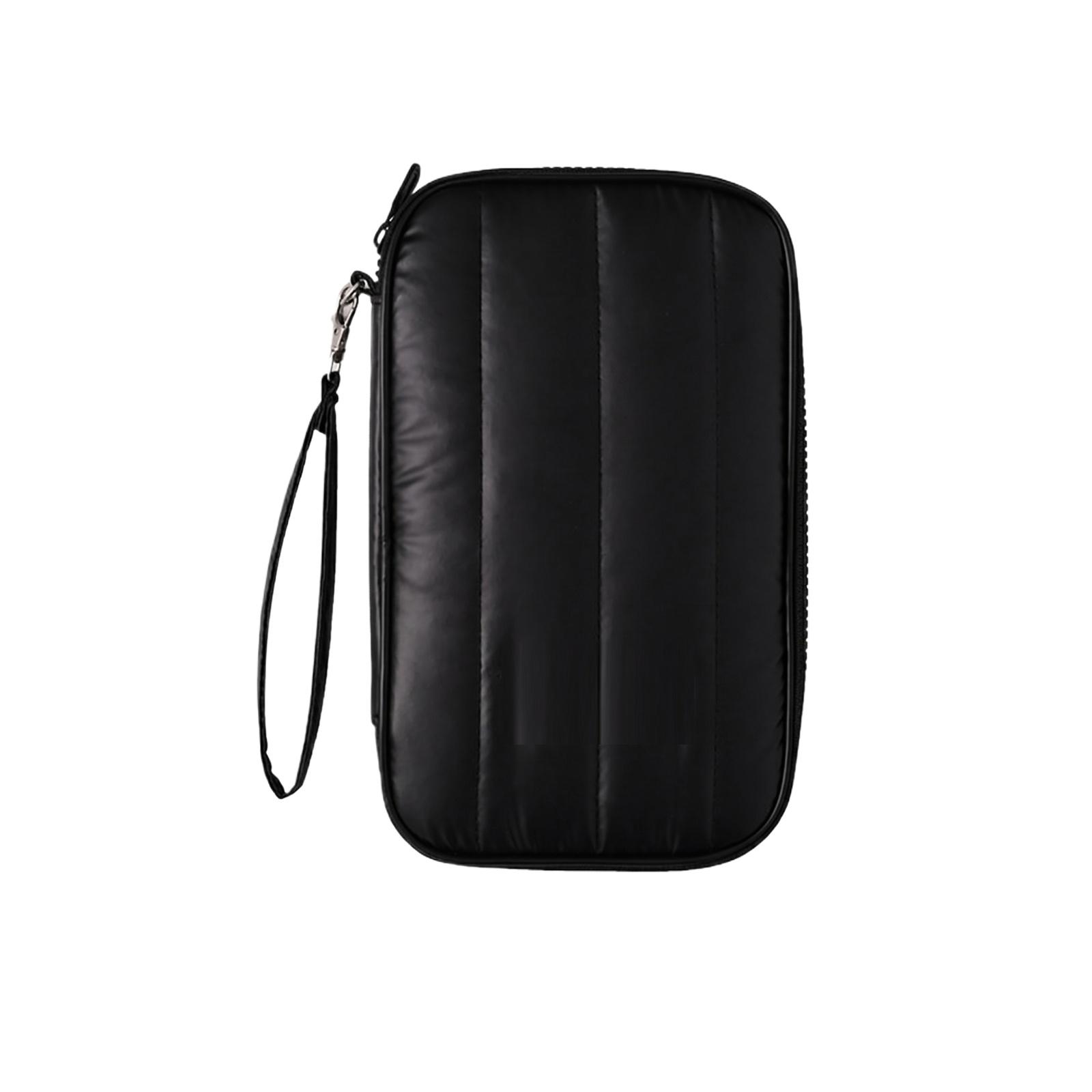 

Travel Passport Holder Card Wallet Document Organizer Zippered Wristlet Small Pouch for Carrying Passport Boarding Pass and Cash one size чорний