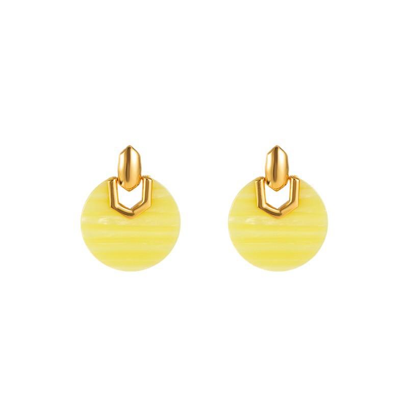 Multi-color smudged acetic acid large round geometric earrings retro Korean gentle personality earrings fashion high-end earrings