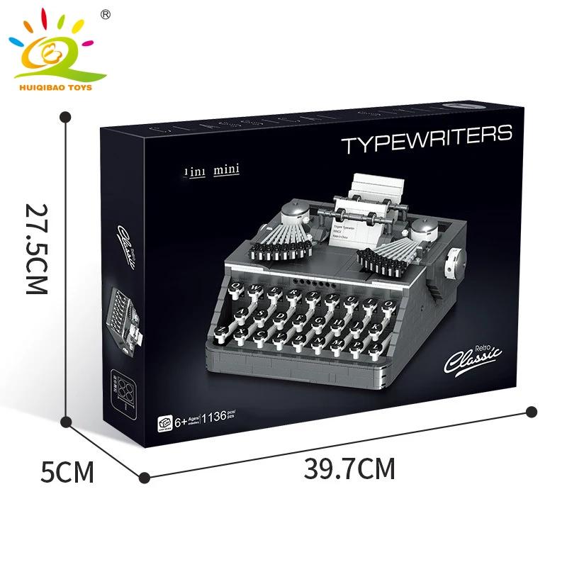 Non-Toxic Simulation Retro Typewriter Micro Building Blocks Mini Moc Bricks Model Constrution Children Toys For Kids Aldult