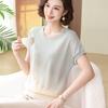 Mother's Day Ice Silk Short-Sleeve Blouse - 2026 New Style for Middle-Aged & Elderly Women