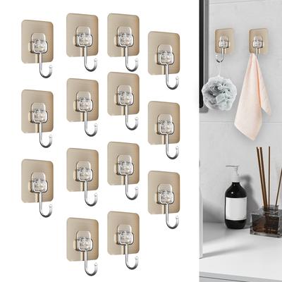 14 Pieces Waterproof Adhesive Wall Hooks for Bathroom Shower Kitchen Home Organizer Storage Hangers Decorative