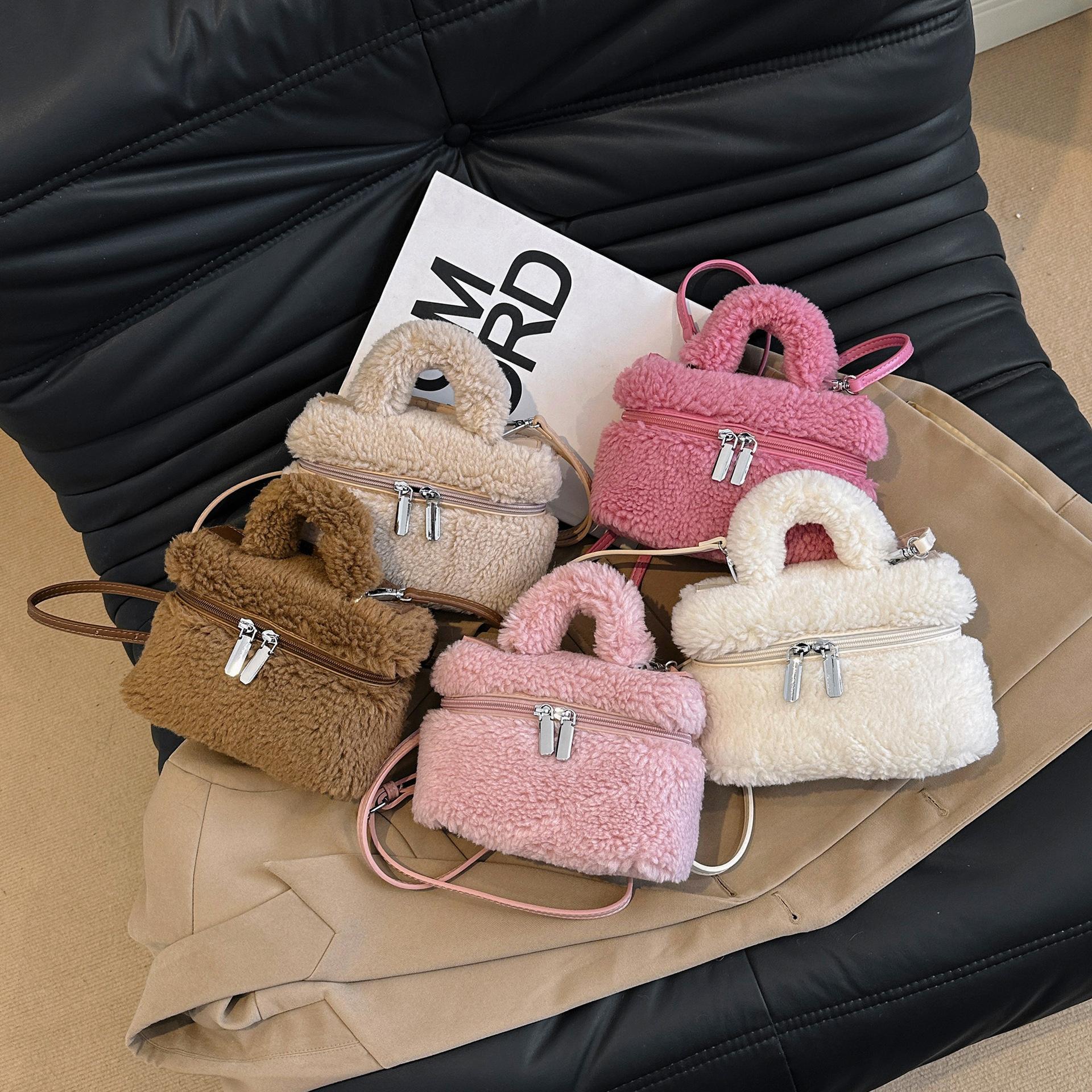 

Осень и зима новая женская сумка Mao Mao гранулированная шерсть ретро портативная сумка для камеры на плечо через плечо коробка сумка плюшевая сумка розовый