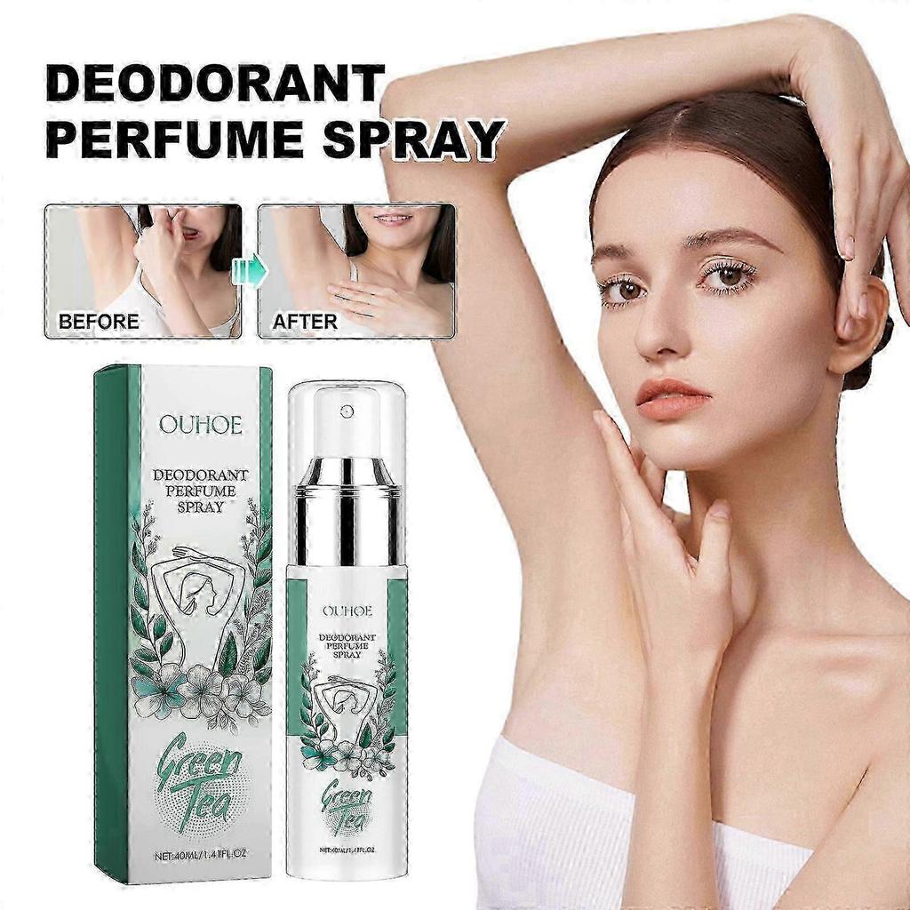 Ouhoe Green Tea Underarm Deodorizing Spray: Underarm Body Odor Removal, Body Deodorizing, Antiperspirant, Light Fragrance Portable Spray
