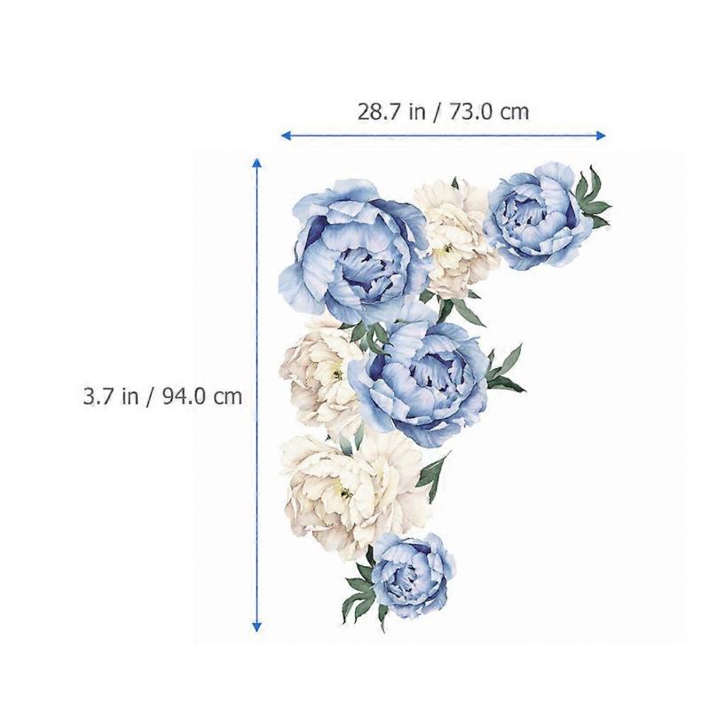 Rose Wall Decals Peony Rose Wall Sticker for Decor 1 Sheet in Blue