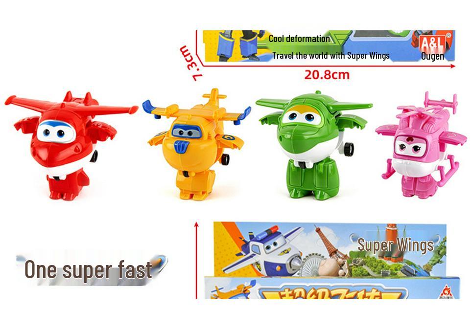 Super Wings Transformation Robot Toy Set: Le Di, Xiao Ai, Duo Duo, Ka Wen, Ku Fei, Bao, Jing, Zhang Gift Box