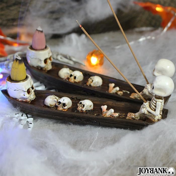 Mode de la Casa Incense Set, Skeleton Ship, Incense Holder, Stand, Agarwood, Smoke, Interior, Cone and Stick, Skull Design