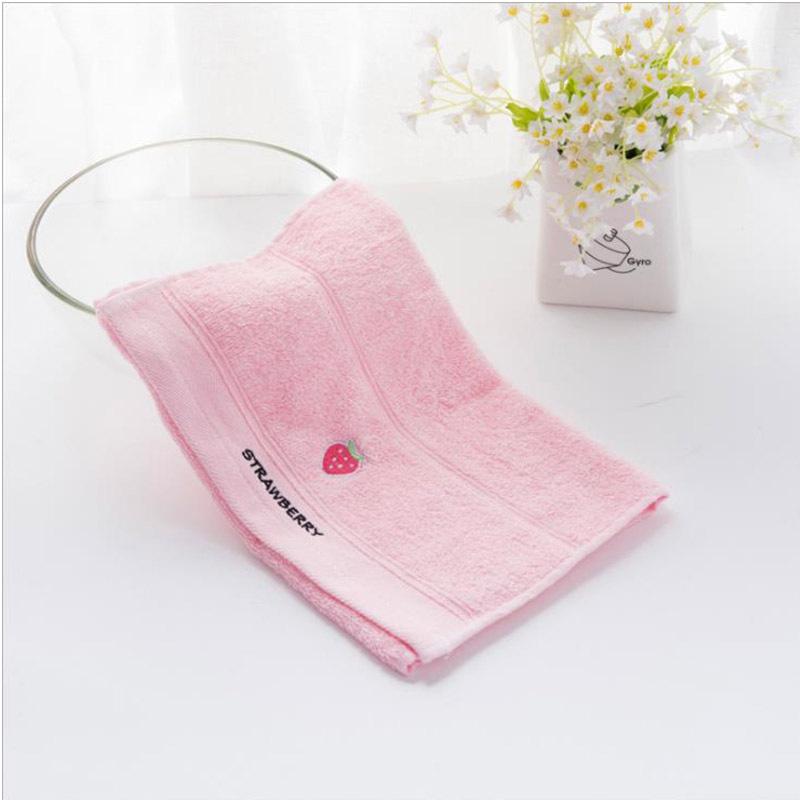 

Cute Cartoon Fruit 100% Cotton Towels for Babies And Kids - Embroidered Soft Absorbent 25x50cm Face Washing Towels for Children 25*50cm рожевий