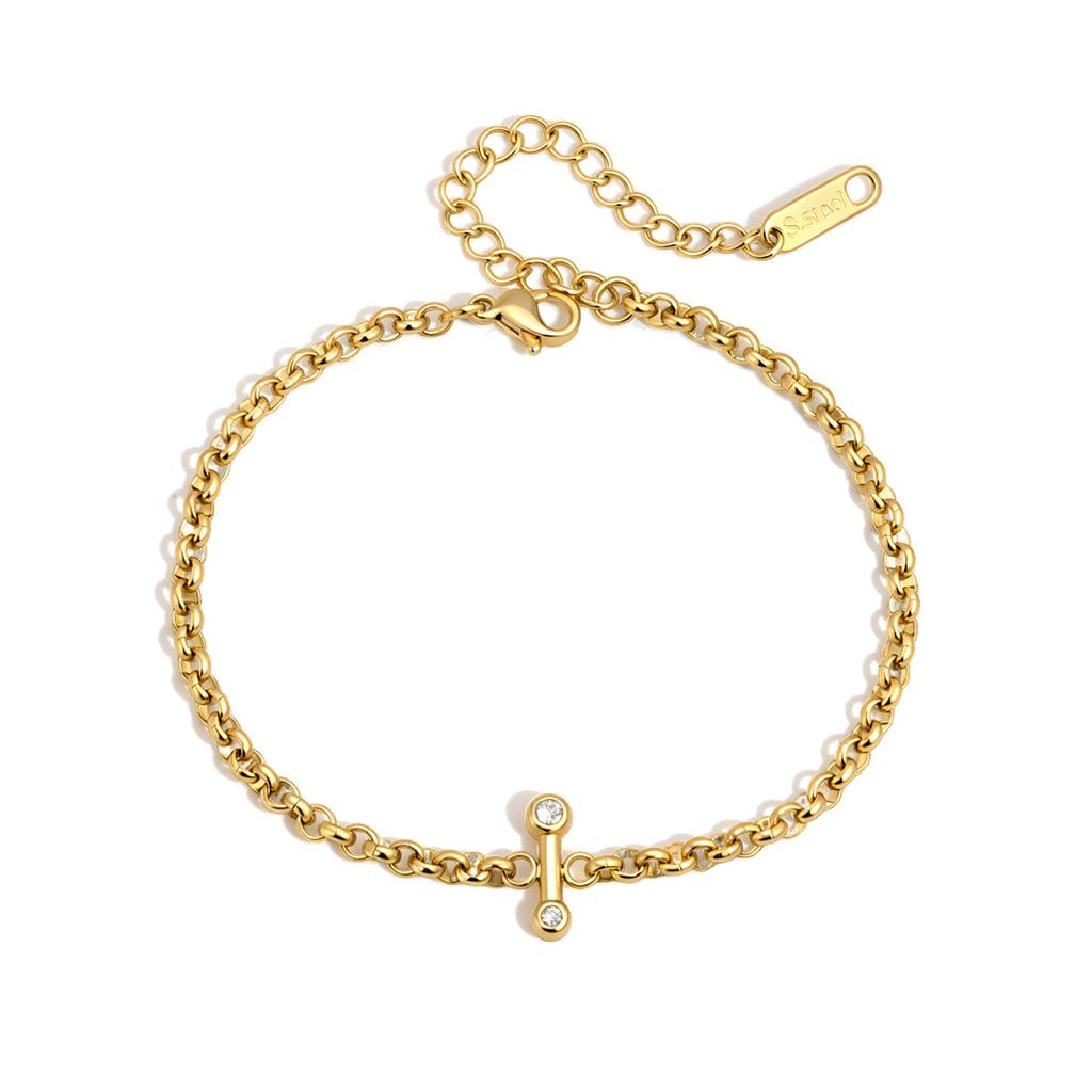Waterproof Bracelet Trendy 18K PVD Gold Plated Stainless Steel Sparkling Zircon Stackable Chains Bracelet for Women Jewelry Gift