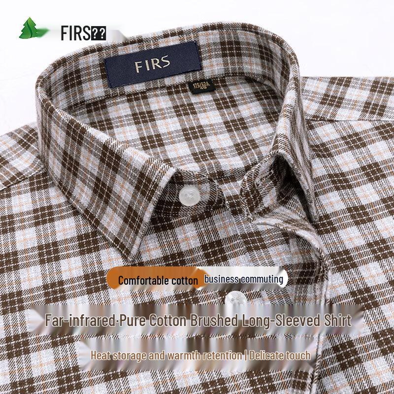 FIRS Men's Plaid Long Sleeve Cotton Business Casual Shirt