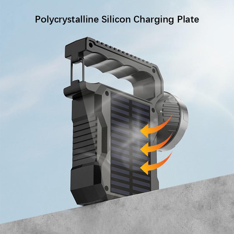 Solar Power LED Flashlights Multifunctional Portable Light Rechargeable Camping Work Light Solar Charging High brightness Torch