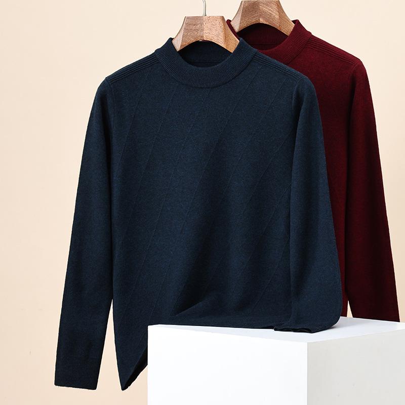 Hengyuanxiang Men s 100% Wool Jacquard Sweater - 2025 Autumn/Winter Collection M