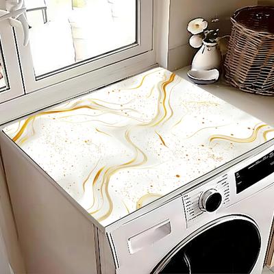 1 Stück Waschmaschinenmatte aus weißem und goldenem Marmor – wasserdichte, staubdichte PVC-Abdeckung mit rutschfester Rückseite für Küche und Bad