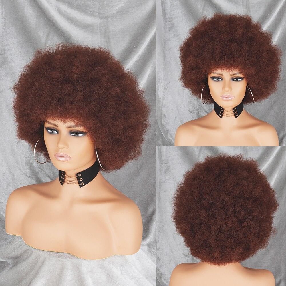 XINRAN Afro-Perücke für Damen, kurz, verworren, lockig, flauschig, Kunstfaser, kurz, halb schwarz, halb weiß, für den Alltag