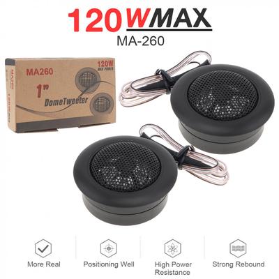 2pcs 120W Car Audio System High Efficiency Mini Dome Tweeter Speakers