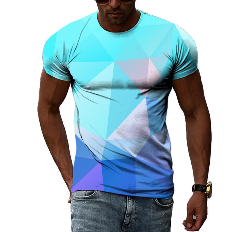 Summer Men's 3D Printed Crew Neck T-Shirt Fashion Versatile Breathable Trend Casual