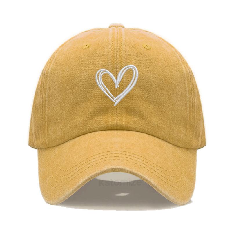 Unisex Soft Cotton Dad Hat Heart Embroidery Baseball Cap For Women Men Adjustable Unisex Casual Sports Caps