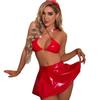 European Patent Leather Bunny Girl Costume Set: Nightclub Role-Playing Erotic Lingerie