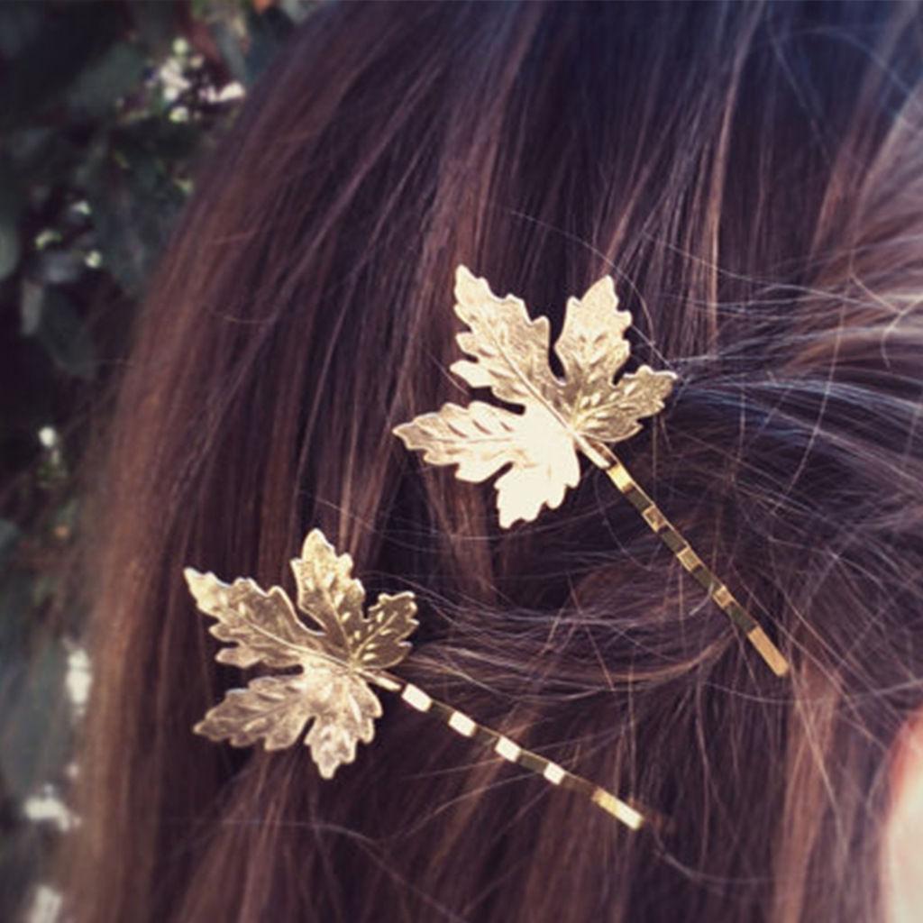 2PCS Metal Vintage Hair Pin Clip for Women/Girl Headwear Gold Color Leave Hairpins Barrettes Styling Hair Accessories Gifts
