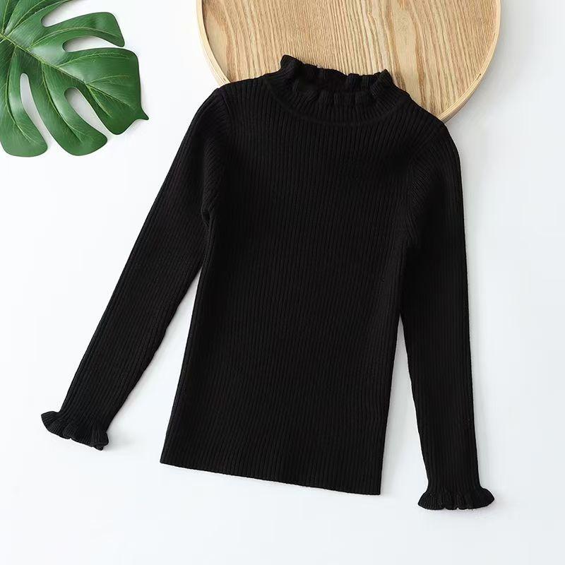 Dětský svetr pletený z jádrové příze v korejském stylu s vysokým límcem - podzimní/zimní pulovr pro střední a velké děti