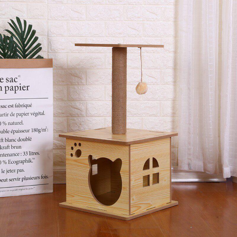 

Compact Cat Climbing Tree: Space-Saving Frame with Integrated Bed and Toys Default Option