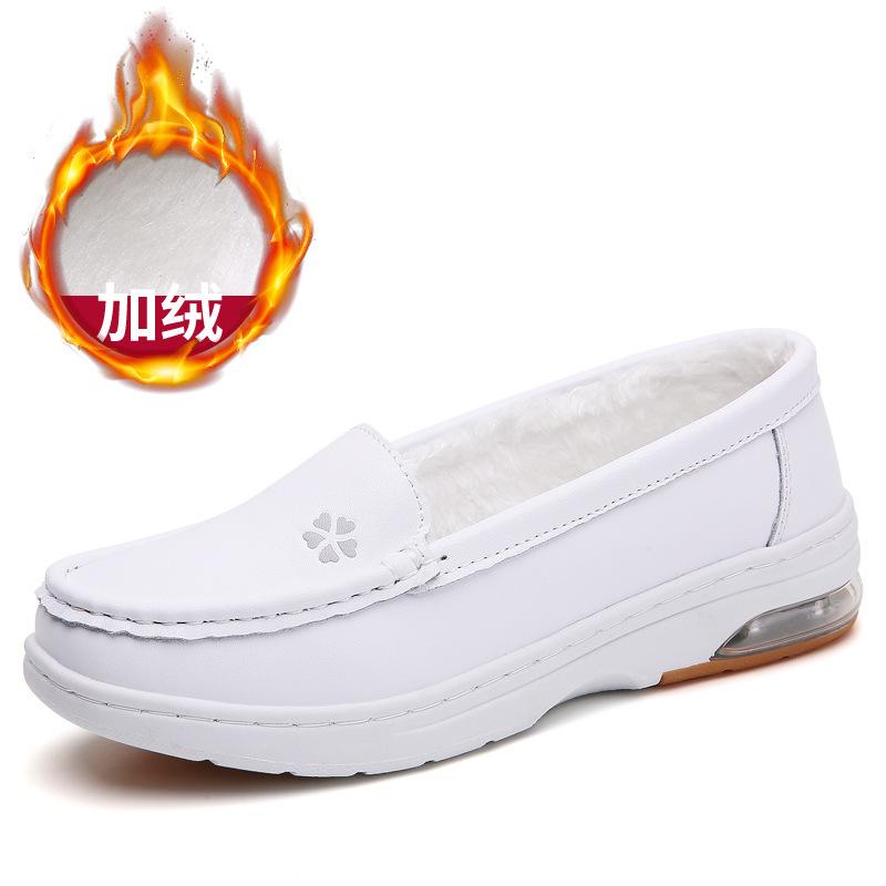 

Spring and Autumn cowhide nurse shoes women s air cushion soft sole wedge heel non-slip white hospital work shoes 41