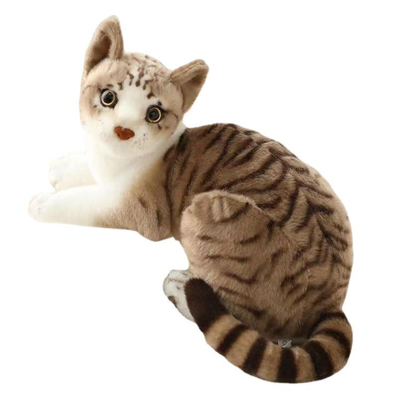 Yuzu Sweet Plush Cat Doll Realistic Grey And White Kitty Toy