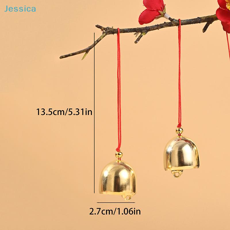 Good Luck Brass Bell Ornaments – Red String Hanging Bells for CNY, Garden & Window Decor
