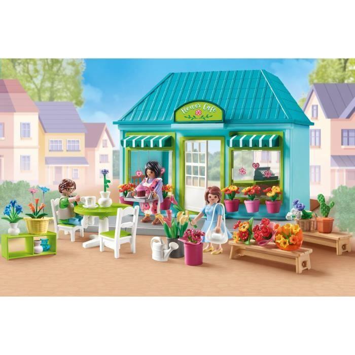 PLAYMOBIL 71807 Boutique de fleuriste et salon de thé, My Life la ville, Promo Pack, 220 pièces, Dès 4 ans