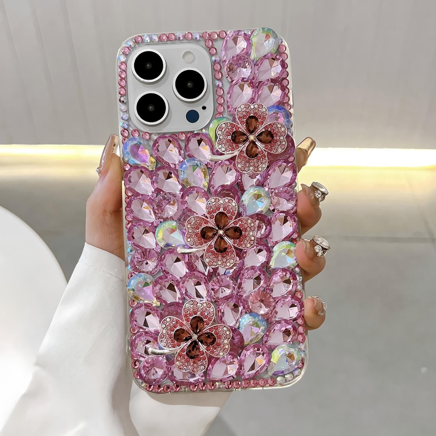 

Glitter Rhinestone Clover Flower Crystal Diamond Bling Sparkle Case For Motorola Moto G82 G52 G22 G32 G73 G13 G23 G53 G10 G30 E15 S50 5G Motorola Moto E15