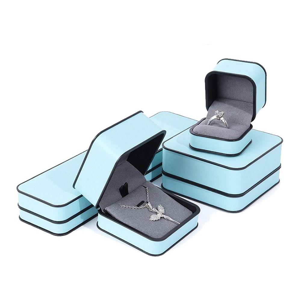 Round Corner PU Jewelry Box Rectangular Jewelry Display Box Modern Ring Gift Box  Engagement