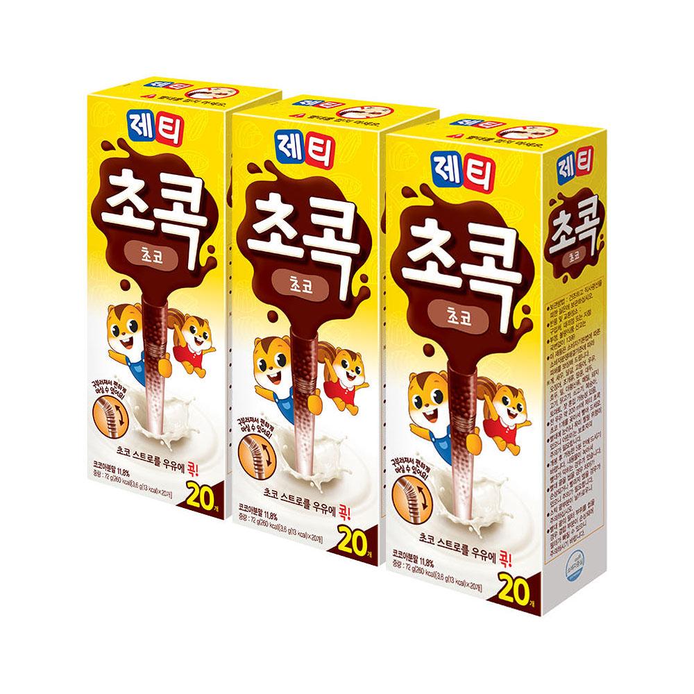 Jeti Chokkok Boisson au Lait au Chocolat en Paille, Mélange pour Boisson, 20 Bâtonnets, 72g 20 Sticks × 3 Packs
