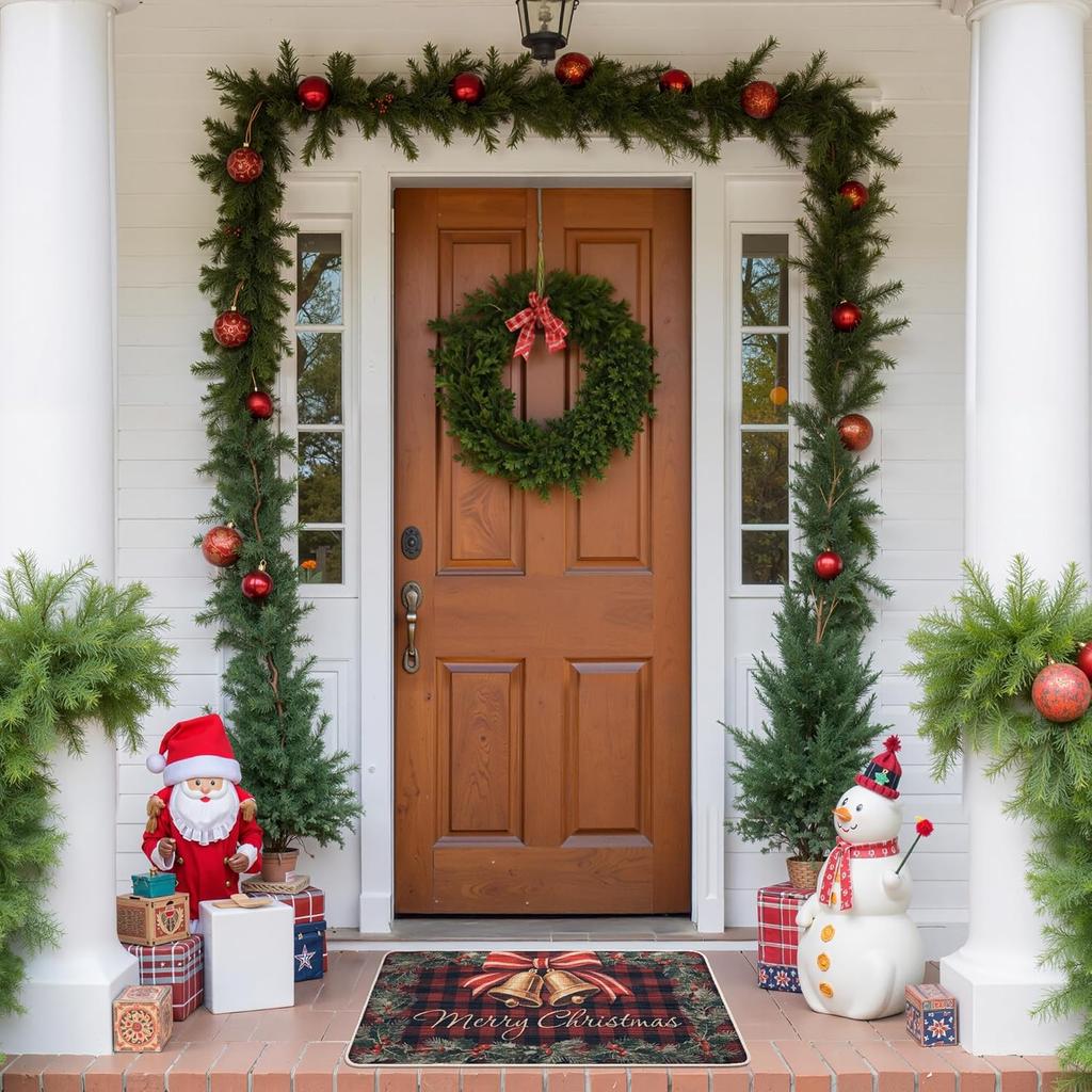 VIKAMA Christmas Bell Welcome Door Mat Winter Home Decoration Balcony Corridor Floor Mat Indoor Outdoor Entrance Carpet