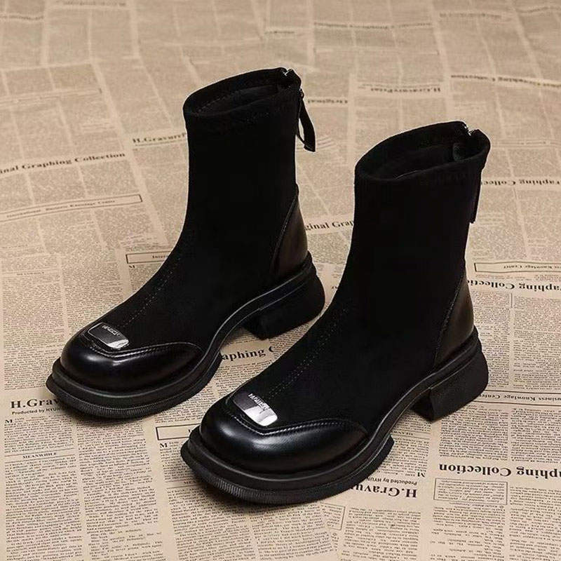 

Fashion Women s Platform Fashion Boots 2025 New Autumn Winter Outdoor Non Slip Short Boots Comfortable Height Increase Middle Heel Shoes 35