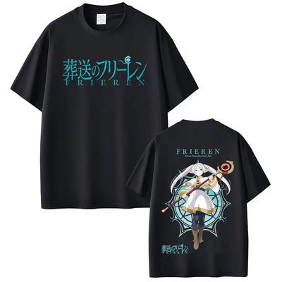 Anime Frieren_ Beyond Journey's End Fern Frieren T-shirt Men Women Clothing Fashion Harajuku Short Sleeve Cotton Summer T-shirts