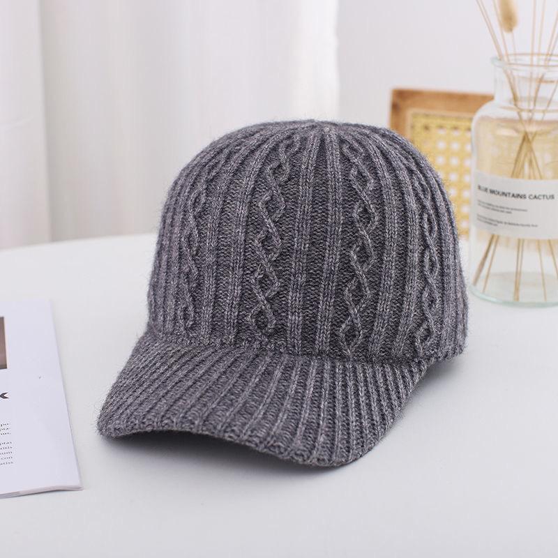 Autumn and Winter Knitted Wool Baseball Hat Warm Solid Color Light Plate Duck Tongue Hat Versatile Fashion Face Showing Small Hat