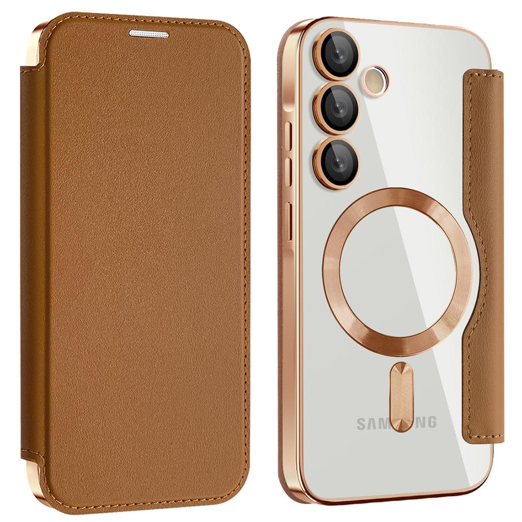 For Samsung Galaxy A55 5G Case Compatible with MagSafe Leather Phone Cover RFID Blocking