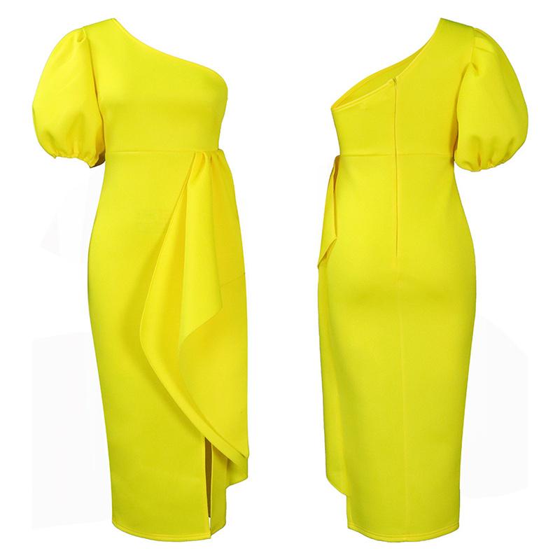 Collar Split Ruffled Dress Sexy Women's Dress Fashion Clothing Diagonal