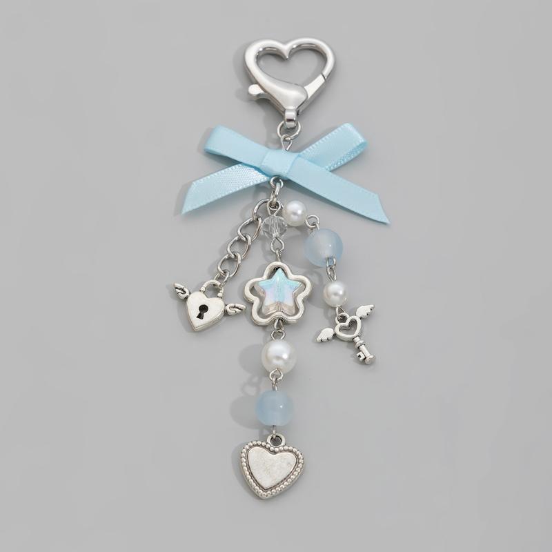 Y2K Fashion Acrylic Keychain Flower Star Love Bow Strawberry Pendant For Student Women Bag Backpack Accessories
