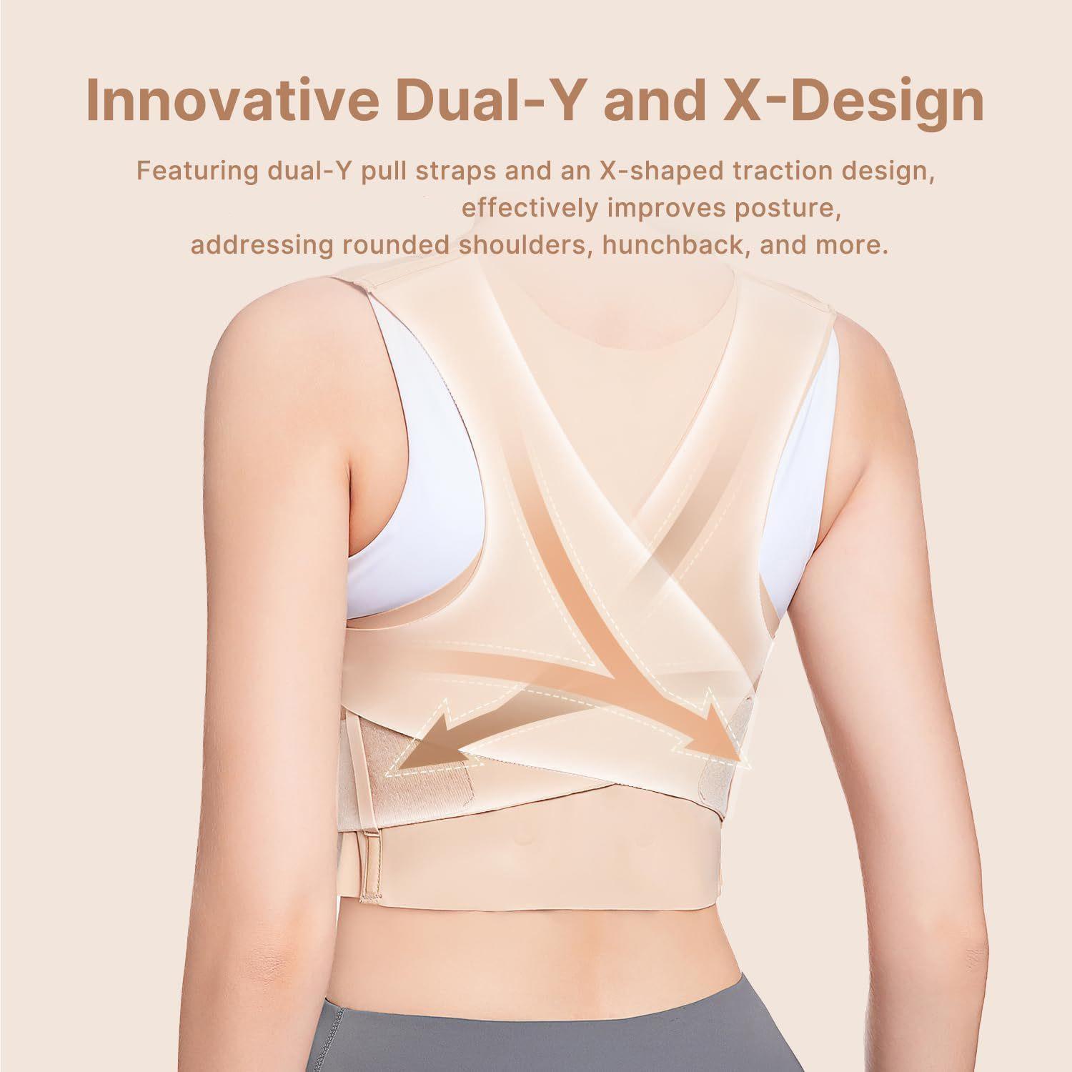 

Yanbiguo Бесшовный корректор осанки для мужчин и женщин, поддержка талии, подходит под одежду, для облегчения боли в верхней части спины и сутулости S