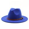 British jazz top hat autumn and winter new woolen hat for men and women simple felt big eaves hat trendy flat edge hat
