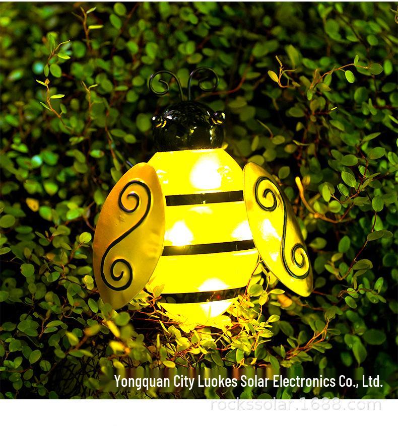 Solar Bee Light: Outdoor Garden LED Wall Hanging Decoration, Wrought Iron, Waterproof