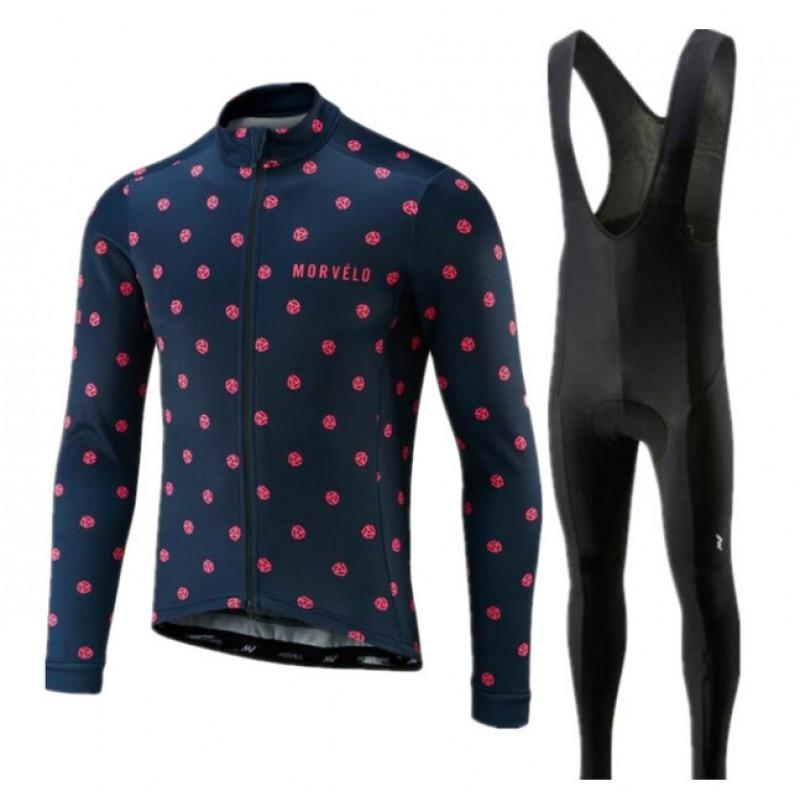 Set Completo Maglia a Manica Lunga da Ciclismo e Salopette Uomo Donna A Righe Traspirante
