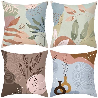 Illustration Style Simple Floral Geometric Print Cover Car Sofa Cushion Cover Luxury Home Decoration Cushion Cover