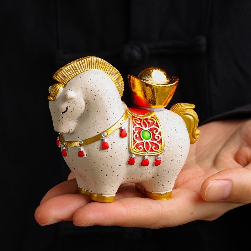 

Меняющий цвет чайный питомец Счастливая лошадь Статуэтка удачи Керамическое ремесло Набор для чая Гунфу Настольный декор для дома офиса Подарок Новый