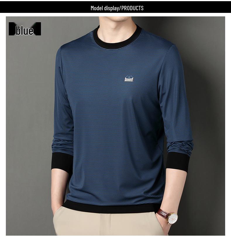 Herren Gestreiftes Langarm Rundhals Sweatshirt für Frühling & Herbst