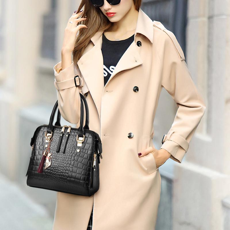 Luxury Design Alligator Handbags Big Capacity PU Leather Tassel Crossbody Shoulder Bags For Women Messenger Ladies Shoulder Bag