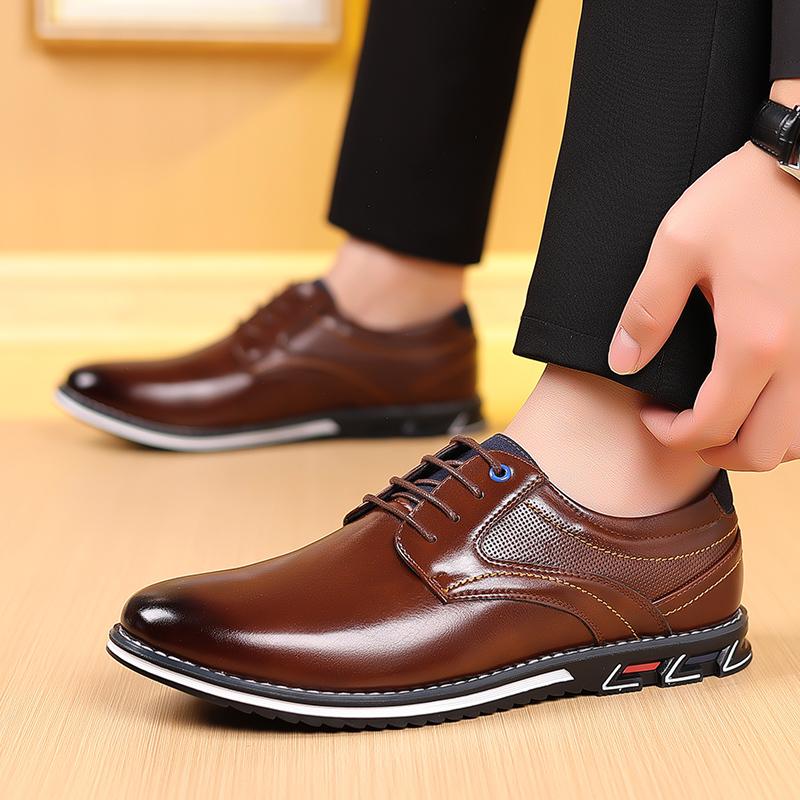 

FashionMen Wedding party shoes lace up oxfords Leather Business Men Dress Casual Youth British Style Spring autumn Shoes big size 48 13 коричневый