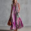 Women's Fashion Color Striped Sleeveless Deep V-Neck Off-Shoulder Dress