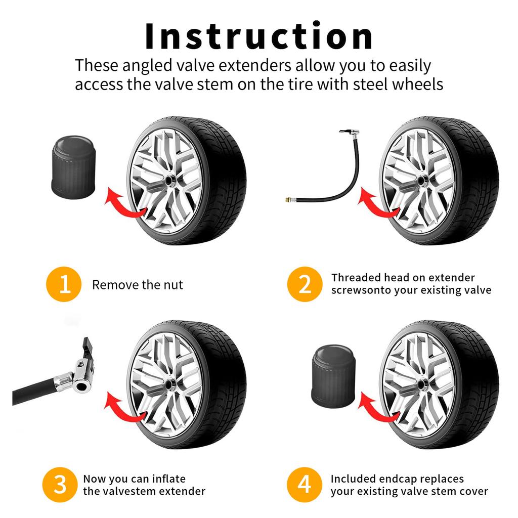 Tuyau de gonflage de voiture Tuyau de gonflage de pneu Tube d'extension Tuyau de compresseur Connecteur universel pour gonfleur d'air de pneu de moto