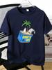 Surfs Up Tin Can Palm Surfboard Art Print Unisexs Crew Neck Short Sleeve Casual Basic Summer Daily Soft Comfort Fit Wear Tee Shirt